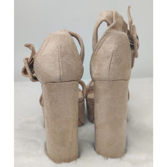 New Tan Y2K Platforms Sz 6 faux suede - Picture 4 of 8